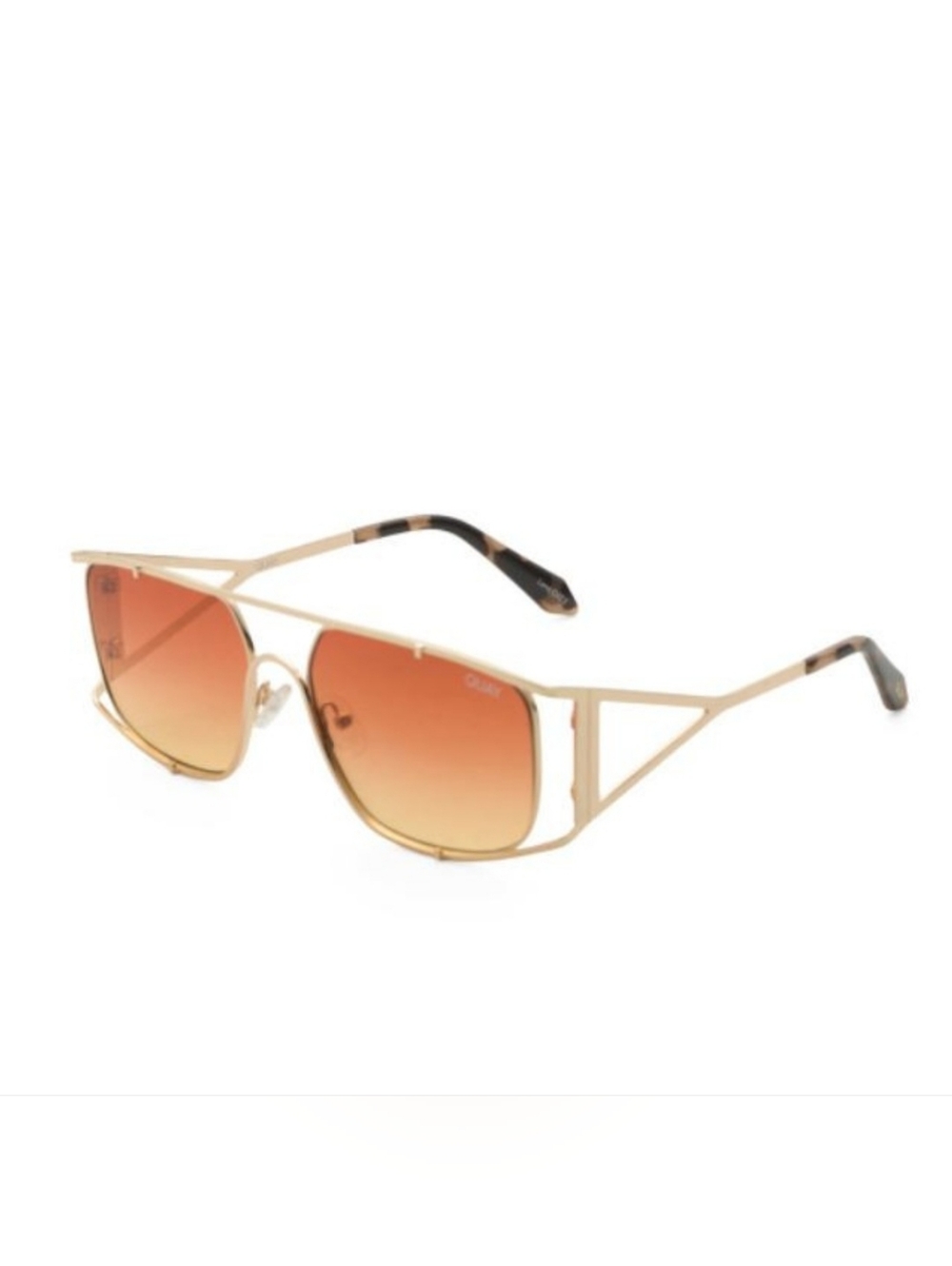 Quay Baddie Behavior Gold Frame Orange Gradient Women's Sunglasses